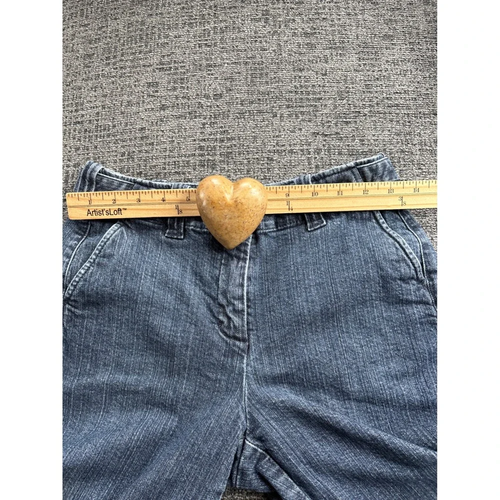 Womens Dark Wash‎ Denim Bermuda Shorts Cargo Pockets Adjustable Waist Size 27